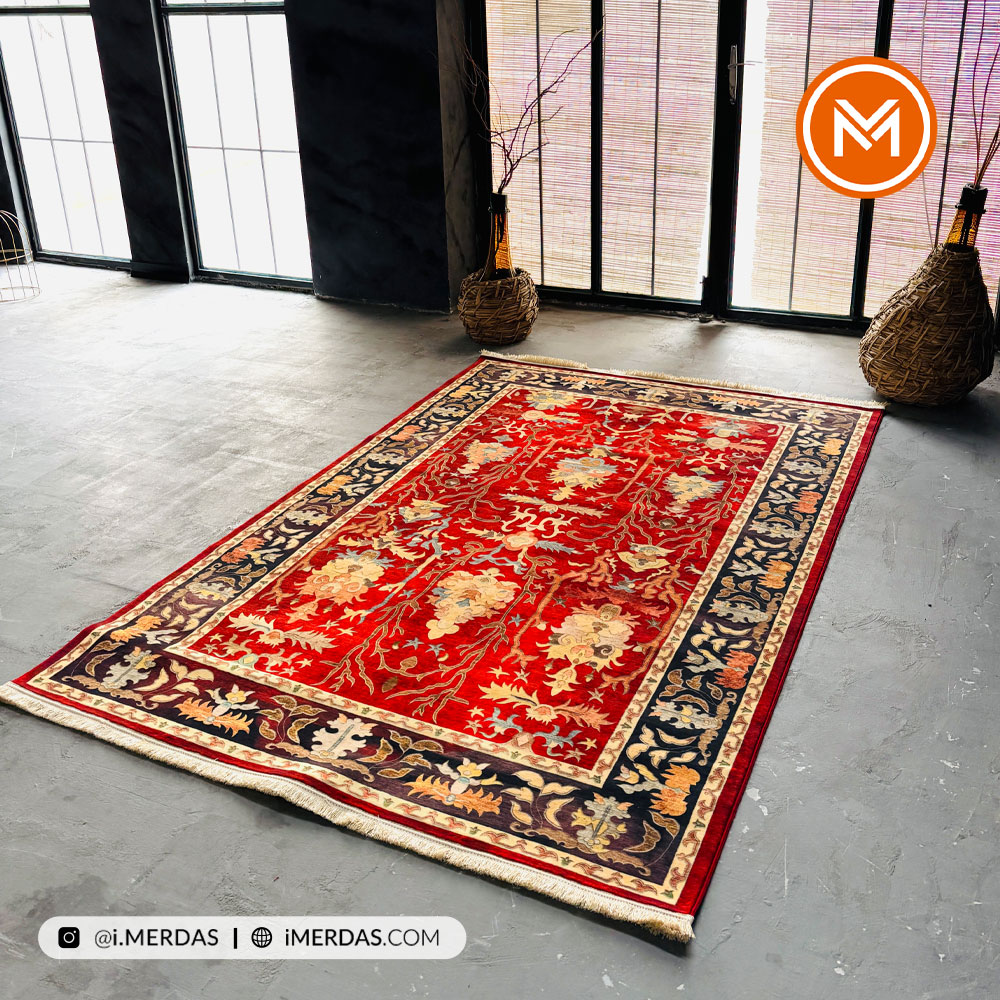 فرش کهنه نما کد 22225 زمینه تمام رنگ